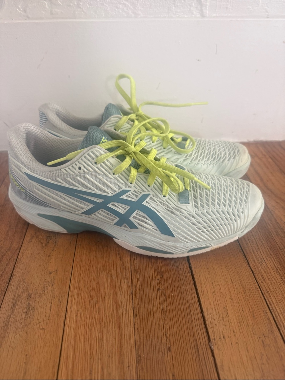ASICS Light Blue and Lime Green Women's Running Sneakers